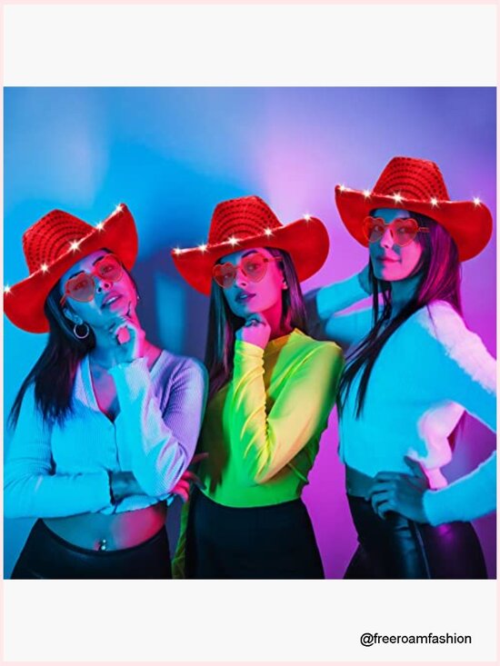 6 Pack LED Cowboy Hats with Sunglasses for Costume Party main image 5